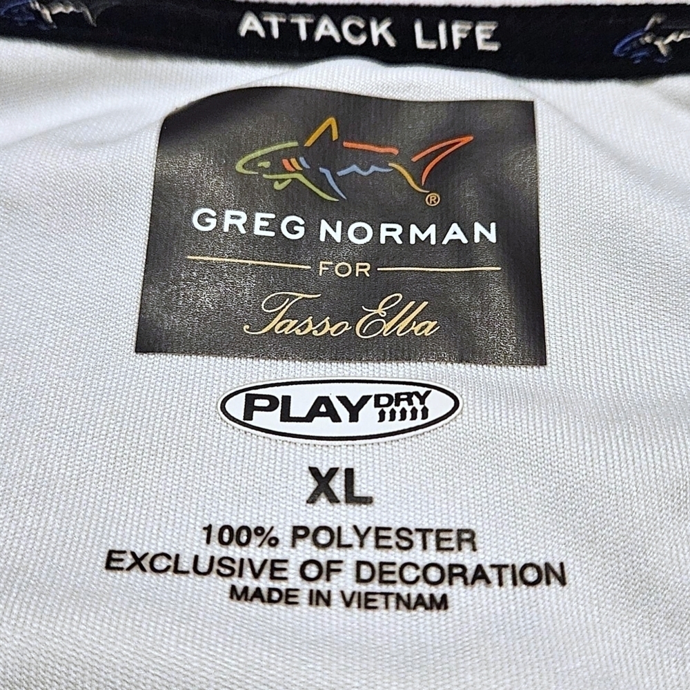 Mens Greg Norman Blue 1/4 Zip Pullover Golf Shirt XL PlayDry Shark Logo Athletic - Picture 6 of 12